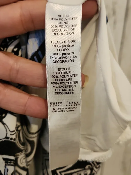 White House Black Market Blue Paisley Dress Sleeveless Fit Flare Size 2 - Picture 3 of 8